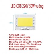 CHIP LED COB siêu sáng 220V siêu sáng 50w vuông  sáng trắng 